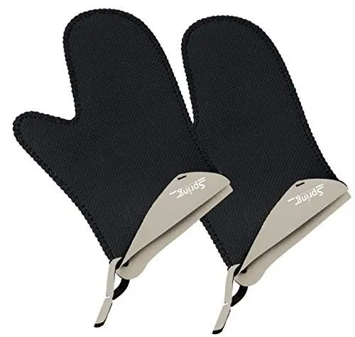 Produktbild: Spring GRIPS Ofenhandschuhe Hitzebeständig | Neopren | -40° bis 250°C | rutschfest | universelle Größe, 23x15cm | Schwarz, Grau | Topfhandschuhe Set