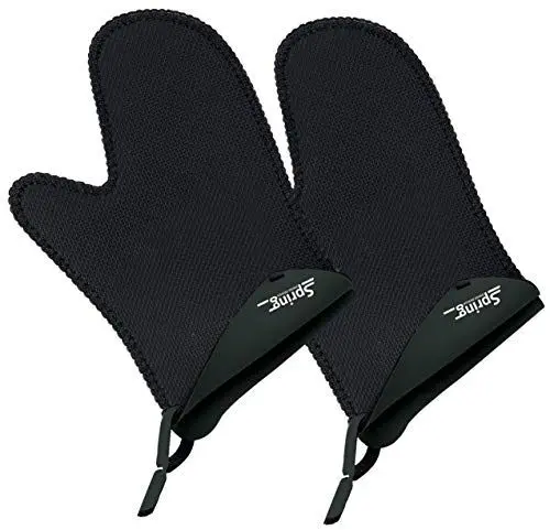 Produktbild: Spring GRIPS Ofenhandschuhe Hitzebeständig | Neopren | -40° bis 250°C | rutschfest | universelle Größe, 23x15cm | Schwarz | Topfhandschuhe Set