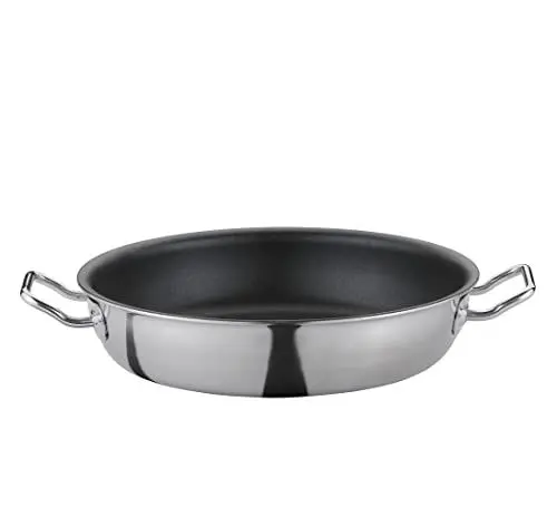 Produktbild: Spring Vulcano Classic Servierpfanne 28 cm hoher Rand| Edelstahl | 7 cm Hochrand Pfanne | Antihaftbeschichtet | Induktionsgeeignet | 5-Lagen-Mehrschichtmaterial | Bratpfanne Induktion | ofenfest