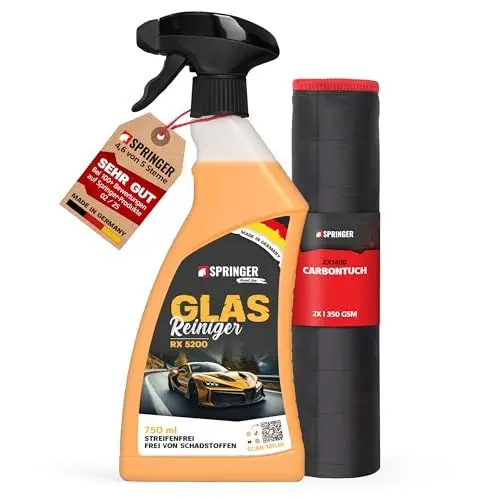 Produktbild: SPRINGER RX5200 - - Auto Glasreiniger 750 ml + Tuch - - Made in Germany - - Profi KFZ Scheibenreiniger hochdosiert - - 100% streifenfreier Fensterreiniger - - Wirksamer Reiniger für Auto-Scheiben
