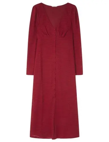 Produktbild: SPRINGFIELD Damen Structured midi Dress Kleid, Maroon, L