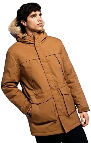 Produktbild: Springfield Herren Kapuzenmantel Jacke, Dunkelbraun, XL