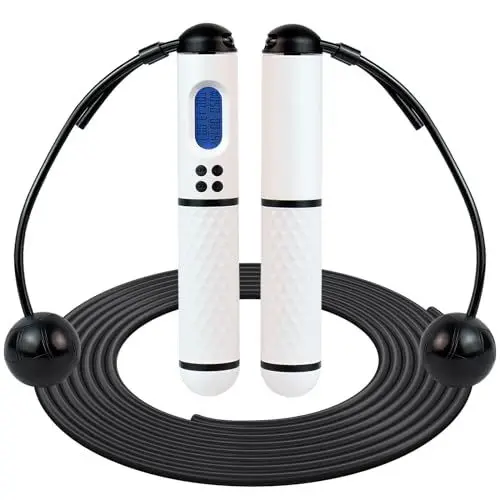 Produktbild: Springseil Erwachsene Fitness Speed Rope - Längenverstellbares Seil Skipping Rope Kalorienzähler Langlebiges Anti-Rutsch Griffe Seilspringen,für Fitness Ausdauer Geeignet Kinder und Erwachsene