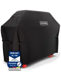 Produktbild: SPRINKS® Grillabdeckung WETTERFEST Grill Abdeckhaube Hochwertige Grill Abdeckung für Weber, Napoleon, Enders - EXTRA Griffen Gasgrill Oxford 600D Gewebe (147x61x122cm) - Grill Cover (Schwarz)