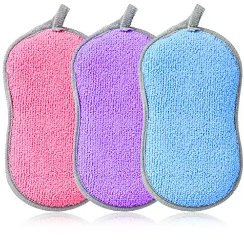 Produktbild: Spülschwamm 3 Stück Küchenschwamm Mikrofaser Putzschwamm Wiederverwendbarer Reinigungsschwamm Doppelseitiger Küche Schwamm Dish Sponge für Reinigen Geschirr Töpfen