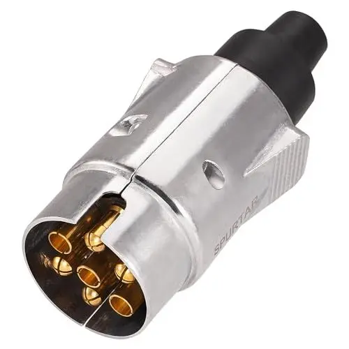 Produktbild: Spurtar 7 Poliger Stecker Adapter Anhänger Aluminium Anhängerstecker 7 Polig Anhänger Zubehör Anhängerkupplung PKW KFZ Stecker Pol für LKW RV – Wasserdicht