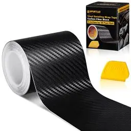Produktbild: Spurtar Kohlefaser-Klebeband Rolle 7,6 x 600 cm Air-Release-Kleber, schwarzer Vinylstreifen, Chrom, 3D-Kohlefaser-Aufkleber, Autotür-Kantenschutz, Motorrad, DIY, kostenloses Werkzeug