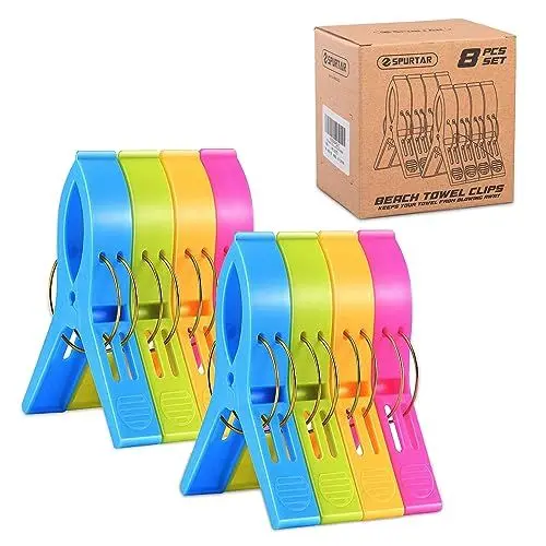 Produktbild: Spurtar Strandtuchklammern (Packung mit 8 Stück) Wäscheklammern für Strandstuhl, Wäscheklammern für Kreuzfahrtschiff, Liegestühle