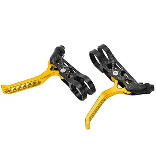 Produktbild: SPYMINNPOO 1 Paar Fahrradbremshebel Hohle Aluminiumlegierung Mountainbike Rennrad Faltrad Bremshebel für 22,2 Mm Lenker(Gold)