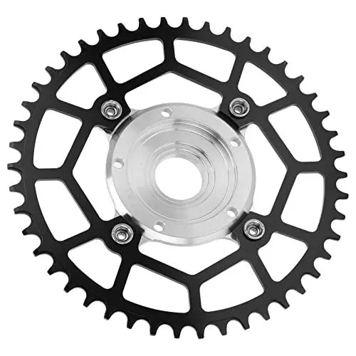 Produktbild: SPYMINNPOO Fahrrad Kettenblatt, 46 T 104 BCD, Motorfahrrad Kettenblattadapter, 46Zähne Kettenblatt mit Mittlerem Antrieb, Kettenblatt aus Aluminiumlegierung und Adapter, Ersatz für Tongsheng(Schwarz)