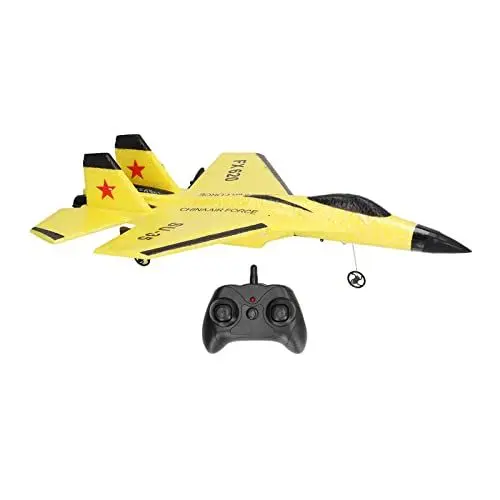Produktbild: SPYMINNPOO Ferngesteuertes Flugzeug, 2,4 G Schaum RC Flugzeugmodell Elektrisches High Speed ​​Long Life Leichtes Spielzeugflugzeug mit Licht für Kinder Gelb