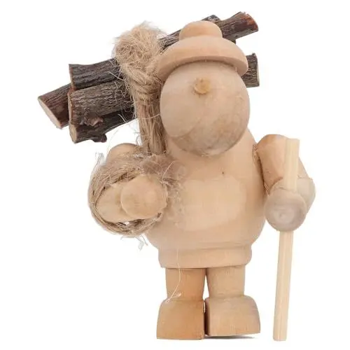 Produktbild: Puppenhaus-Ornament, Handgefertigte Miniatur-Gartenszene mit Holzfäller-Figur, Birkenholz, Geeignet für Heim- und Bürodekoration