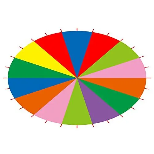 Produktbild: SPYMINNPOO Regenbogen Schwungtuch, 3/3,6/6 Meter Bunt Fallschirm für Kinder Spielzeug, Mehrfarbiges Partyspiel Fallschirmspiel für Kinder Familie Outdoor Spiel (6 Meter)