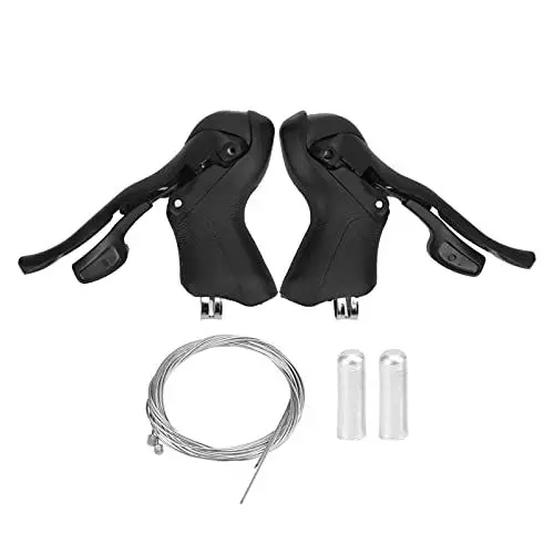 Produktbild: Schalthebel-Bremshebel, Kunststoff 2x8-Gang-Fahrradschalthebel-Bremshebel-Set für Rennrad, Ergonomisches Design, Weiche, rutschfeste Griffe