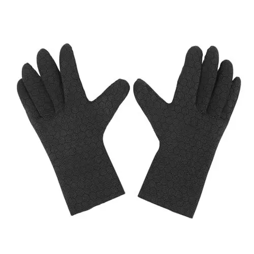 Produktbild: SPYMINNPOO Tauchhandschuhe, Kältebeständig, 3 Mm Neopren, Fünf-Finger-Wasserhandschuhe Zum Schnorcheln, Surfen, Bootfahren, CR-Stretch-Gaze-Material (Größe L)
