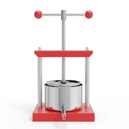 Produktbild: SQUEEZE master Obstpresse 0,53 Gallonen/2 Liter, Käse Tinktur Kräuter Obst Wein Handpresse, Edelstahl & Eisen für Saft, Apfelwein, Wein, Olivenöl