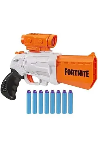 Produktbild: SR Fortnite Nerf Blaster - Spannhebel-Action mit 4 Darts - mit abnehmbarem Fernrohr und 8 Nerf Elite Darts - Für Jugendliche und Erwachsene