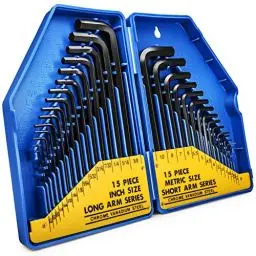 Produktbild: S&R Innensechskantschlüssel Satz, 30-teilig, CrV-Stahl, metrisch 0,7-10 mm & Zoll 0,028 bis 3/8·· Sechskant Set präzise, langlebig & robust für Fahrrad, KFZ & Möbelmontage, Winkelschlüssel-Satz