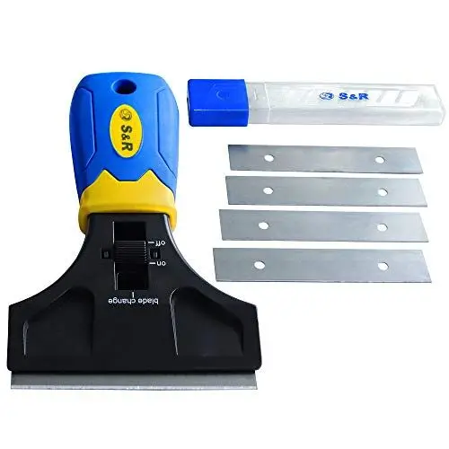 Produktbild: S&R Schaber 147 mm mit 5 Klingen SK5 Kleberentferner Vignetteschaber Glasschaber Kochfeldschaber Ceranfeldschaber | Kratzer Farbenentferner