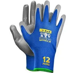 Produktbild: S&R Arbeitshandschuhe mit Nitril-Beschichtung – Nahtlose, Rutschfeste Schutz-Handschuhe für Montage, Bauarbeiten & Wartung – Flexibel, Ölfest & Wasserdicht, Abriebfest