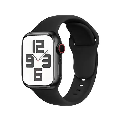 Produktbild: SRena SBC1 Armband für Armband Apple Watch Ultra 2/Ultra/SE/Series 10 9 8 7 6 5 4 (38/40/41/42/44/45/46/49mm)–Sportarmband, Originalstyle–Kompatibel mit allen Modellen,Schwarz