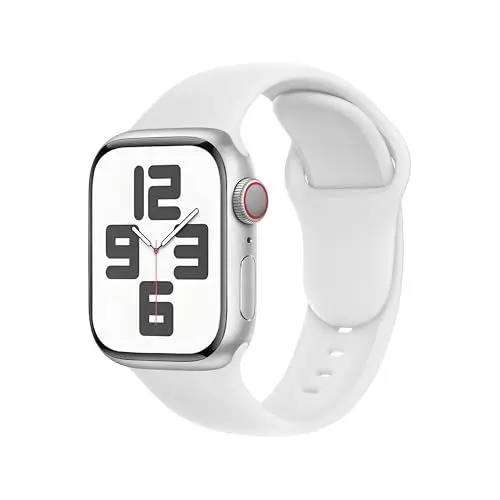 Produktbild: SRena SBC1 Armband für Armband Apple Watch Ultra 2/Ultra/SE/Series 10 9 8 7 6 5 4 (38/40/41/42/44/45/46/49mm)–Sportarmband, Originalstyle–Kompatibel mit allen Modellen,Weiß
