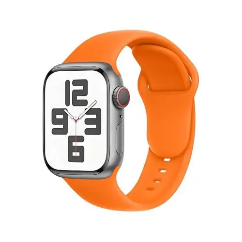 Produktbild: SRena SBC1 Armband für Armband Apple Watch Ultra 2/Ultra/SE/Series 10 9 8 7 6 5 4 (38/40/41/42/44/45/46/49mm)–Sportarmband, Originalstyle–Kompatibel mit allen Modellen,Orange