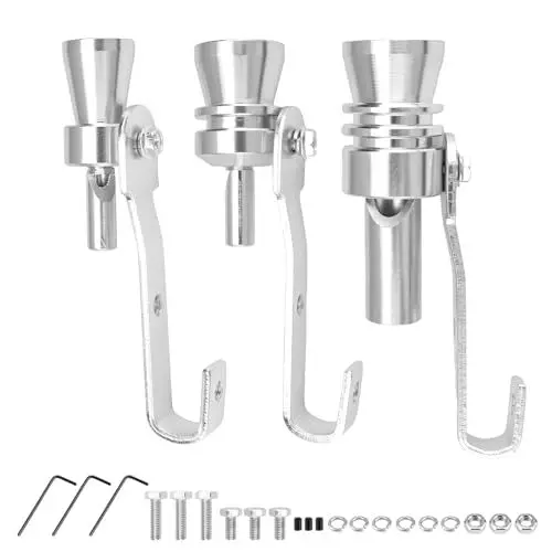 Produktbild: SRJQXH 3 Stück Auspuff Sound Booster, Silber Turbo Flöten Auspuff, Aluminium-Soundsimulator, Auspuffpfeifen, Turbo Pfeife Auspuff, mit Lnstallationswerkzeugen