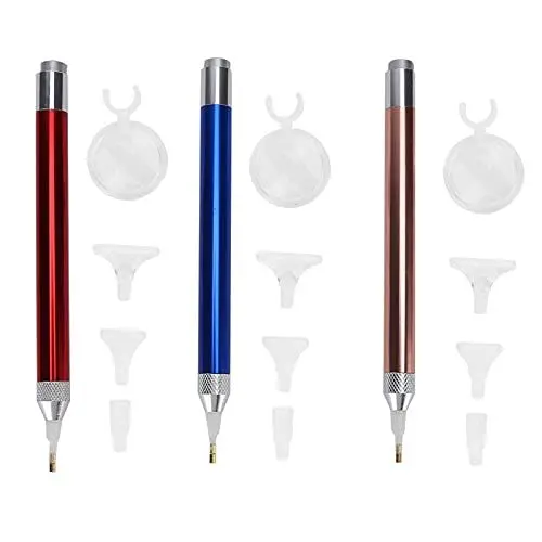 Produktbild: Srliya Diamant-Picker-Stift, Einzigartige Muster, Angenehm zu Halten, Geeignet für Alle Diamanten, Tolle Geschenkidee, 3-teiliges Leuchtstift mit Lupe für 5D-DIY-Kreuzstich-Stickerei