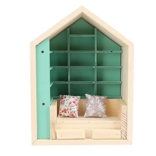 Produktbild: Srliya Miniatur-Angst-Angst-Bücherregal. Schütteln Sie Ihre Angst weg. Handgefertigte Puppenhaus-Dekoration. Miniatur-Bibliotheks-Bücherregal aus Holz