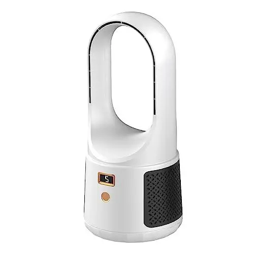 Produktbild: Srliya Turmventilator, Flügellos, 6-Gang-Modus, USB-Aufladung, LED-Anzeige, Geräuscharmer Tischventilator Familienbüros, Schlafsäle (Weiß)