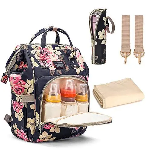 Produktbild: Srotek Wickelrucksack Wickeltasche Baby Rucksack Baby Bag,Wasserdichte Stylisch Windeltasche aus Oxford-Gewebe,Leicht Windelrucksack Babytasche mit Isoliertasche & Wickelunterlage & Kinderwagen-Haken