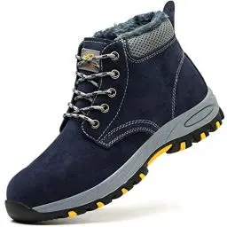 Produktbild: SROTER Damen Herren Arbeitsschuhe Stahlkappe Wasserdicht Gefüttert Sicherheitsschuhe Schneestiefel Trekking Wanderschuhe Winterschuhe Stiefel Trekking Schuhe,02 Blau,44 EU
