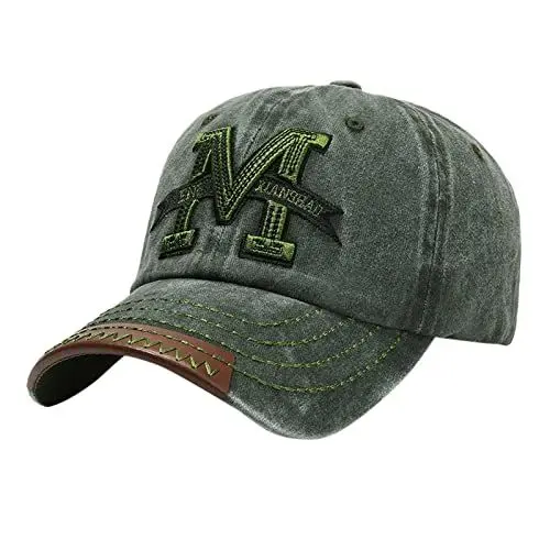 Produktbild: SRTUMEY Unisex Kappe Warm Baseball Caps Winddicht Basecap mit oder Wunschtext individuell Bestickt Auswahl für Damen und Herren im Freien Sonnenblende Buchstabe M Stickerei Baseballmütze Schirmmütze