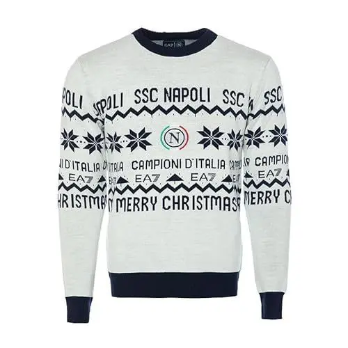 Produktbild: SSC NAPOLI Unisex 23/24 Maglione Natale Pullover, Weiß/Marineblau, XXL