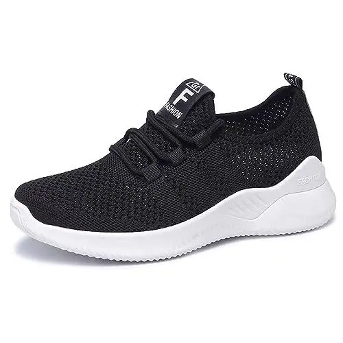 Produktbild: SSERHEHK Damen Sneaker Laufschuhe Turnschuhe Running Tennisschuhe Freizeit Straßenlaufschuhe Atmungsaktiv Jogging SportschuheH66 Black 39