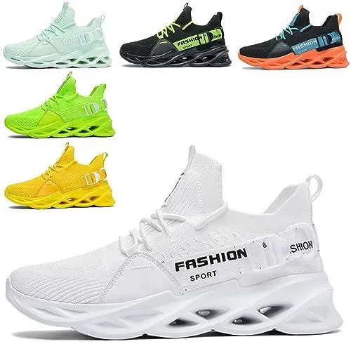Produktbild: SSERHEHK Sportschuhe Laufschuhe Atmungsaktiv Leichte Turnschuhe Gym Fitness Sneaker für Herren Damen G133 White 44EU