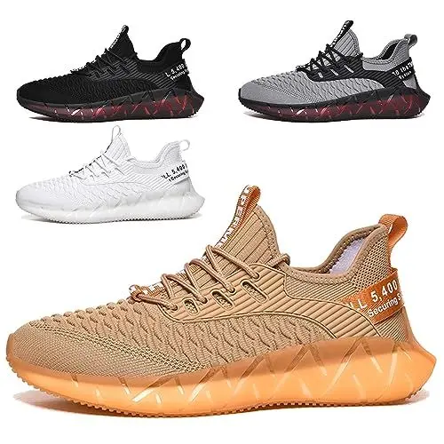 Produktbild: SSERHEHK Sportschuhe Laufschuhe Atmungsaktiv Leichte Turnschuhe Gym Fitness Sneaker für Herren Damen G156 Golden 42EU