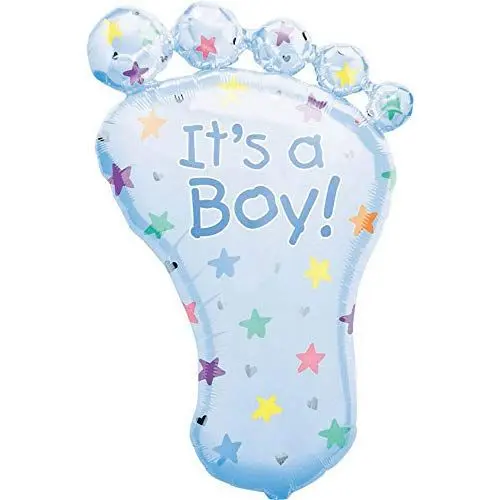 Produktbild: Amscan 07688 01 - Super Shape Folienballon Fuß It's a Boy!, Größe 82 cm, Volumen 40 Liter, Heliumballon