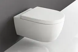 Produktbild: SSWW | Spülrandloses Hänge-WC, weiße Toilette inkl. WC Sitz mit Softclose-Funktion, Duroplast Toilette | 54,5 cm lang