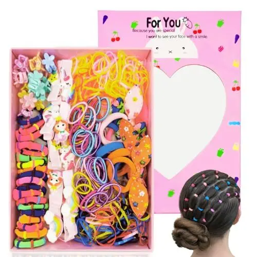 Produktbild: SSYR&P 899 stücke Geschenkset Haarschmuck Set,Mädchen Haarschmuck Set,Kinder haarschmuck, Mini Haarclip, Elastische Gummibänder, für kleine Mädchen und Baby Kinder