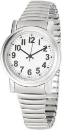 Produktbild: St. Leonhard Sprechende Uhr: Sprechende Seniorenuhr mit Funk und Solar, versilbert (Uhr Senioren, Seniorenuhr Armbanduhr, großen Zahlen Damen)
