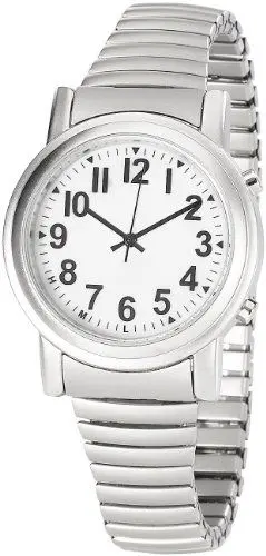 Produktbild: St. Leonhard Sprechende Uhr: Sprechende Seniorenuhr mit Funk und Solar, versilbert (Uhr Senioren, Seniorenuhr Armbanduhr, großen Zahlen Damen)
