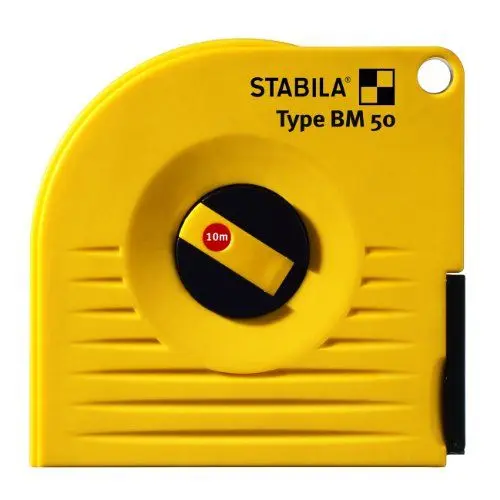 Produktbild: STABILA Bandmaß BM 50 P, 10 m, polyamidbeschichtetes Stahl - Messband, mit Universalhaken