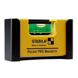 Produktbild: STABILA Mini-Wasserwaage Pocket PRO Magnetic mit Gürtel-Clip, 7 cm, starker Seltenerd-Magnet, 1 Horizontal-Libelle, Made in Germany, Gelb, 15 x 8 x 20 cm