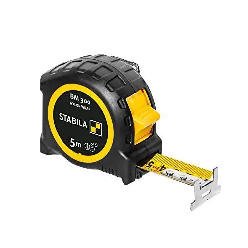 Produktbild: STABILA Taschenbandmaß BM 300, 5 m (16'), doppelseitige cm/inch-Skala, SPIKES-Haken