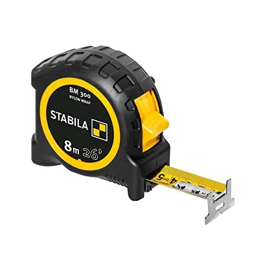Produktbild: STABILA Taschenbandmaß BM 300, 8 m (26'), doppelseitige cm/inch-Skala, SPIKES-Haken