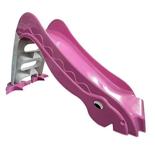 Produktbild: Stabile Kleinkinderrutsche für Kinder ab 1 Jahr Kinderrutsche Babyrutsche Gartenrutsche Zimmerrutsche freistehende Bockrutsche blau hellgrau (pink/grau)