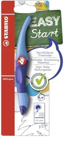 Produktbild: STABILO - Ergonomischer Tintenroller für Rechtshänder - EASYoriginal in dunkel-/hellblau - Einzelstift - Schreibfarbe blau (löschbar) - inklusive Patrone