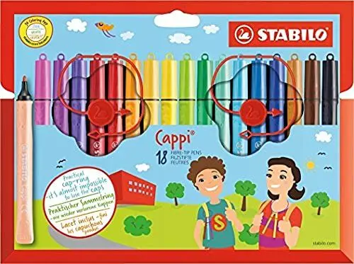 Produktbild: STABILO - Filzstift mit Kappenring - Cappi - 18er Pack - mit 18 verschiedenen Farben